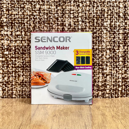 SENCOR - 3-in-1 Sandwich Maker, sandwiches, grilled meat or waffles non-stick removable panels SSM 9300