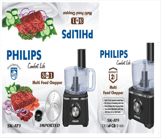 Philips 3 in 1 Multi Food Chopper For Meat & Vegetable Cutting 1000W SK-AT9