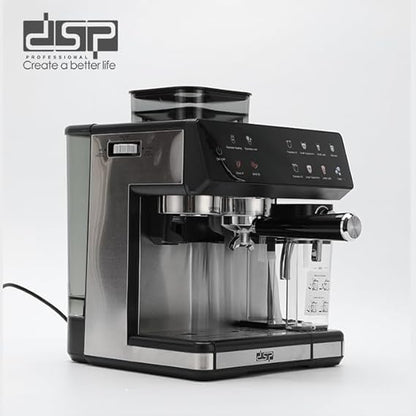 DSP KA3146 3-in-1 Espresso Coffee Machine | 20 Bar Pressure | Built-in Grinder, Milk Frother, 500ML Milk Tank | Touchscreen Control