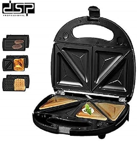 DSP KC1049 3 in 1 Sandwich Maker, 750 watt - Black