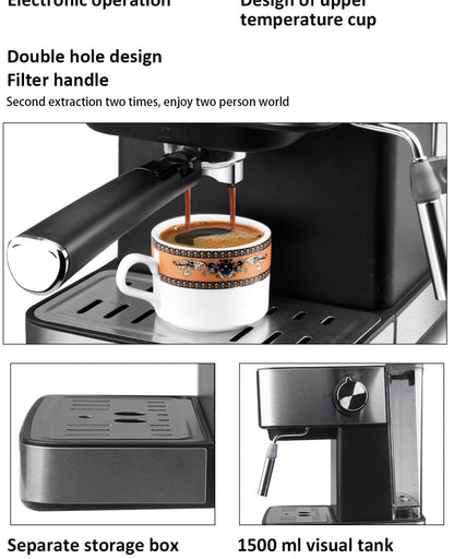 New design 15 bar pump espresso coffee machine home office electric coffee maker