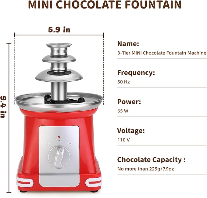 Imported Mini Chocolate Fountain, Chocolate Fondue Fountain, Warmer Machine for Milk Chocolate
