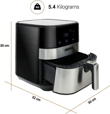 Geepas GAF37510 Electric Air Fryer 5 Liter Digital Touch Screen & Preheat, 60 Minute Timer, Led Display, Auto Shut Off