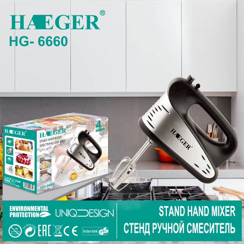 HAEGER HG-6660 Stand Hand Mixer Power 400W. 5 speeds Beater
