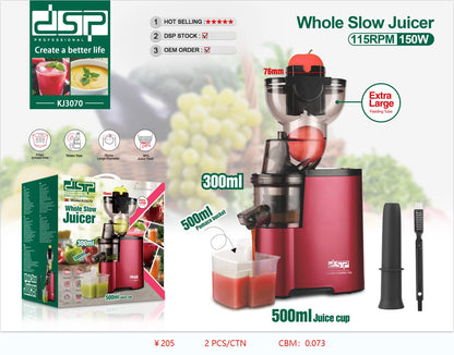 Masticating Juicer Slow Juicer | 150W |80MM Big Wide Mouth