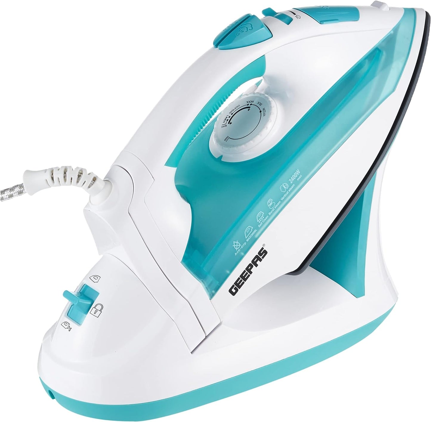 Geepas Cordless/Corded Steam Iron- GSI24015| Wet and Dry Steam Iron Box Handy Design with Powerful Burst Steam, Anti-Drip Function