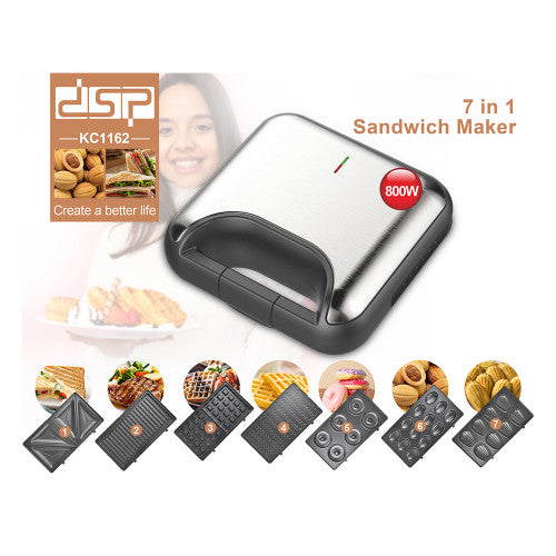 DSP 7 in 1 Sandwich Maker Removable plates donut breakfast maker waffle maker