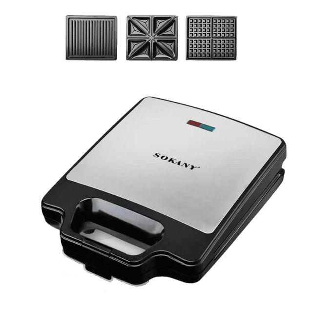 Sokany 4 Slicer Multifunctional 3 in 1 Sandwich Maker, Griller & Waffle Maker SK-BBQ-852