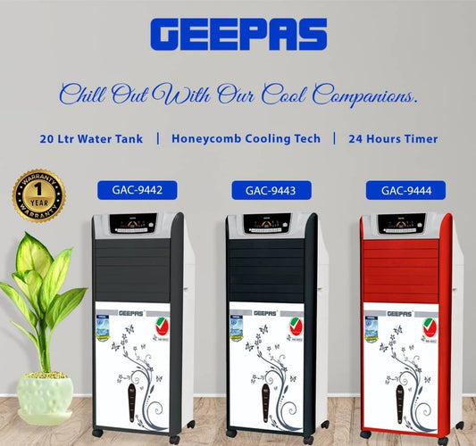 Geepas GAC 9442/43/44 AC Cum Tower Air Cooler With Remote & LED Screen Control