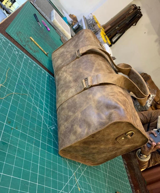 Handmade Leather Duffle Bag, Gym Bag, Vacation Duffel Bag, Travel Bag