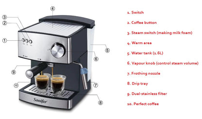 Sonifer Coffee Equipment Cappuccino Espresso Coffee Machine Maker SF-3528