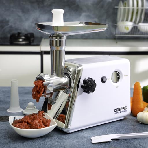 Geepas 6 in 1 Electric Meat Grinder 2200W - Reverse Function Aluminum Gears, 2 Years Warranty GMG765P