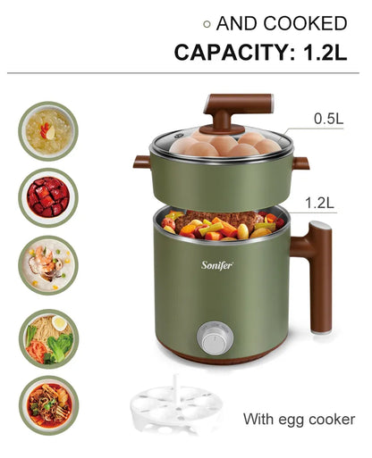 Sonifer Electric Cooker SF-1505 Mini Kitchen Appliances 1.2L Stainless Steel Cooker