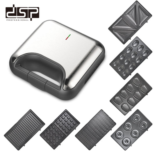 DSP 7 in 1 Sandwich Maker Removable plates donut breakfast maker waffle maker