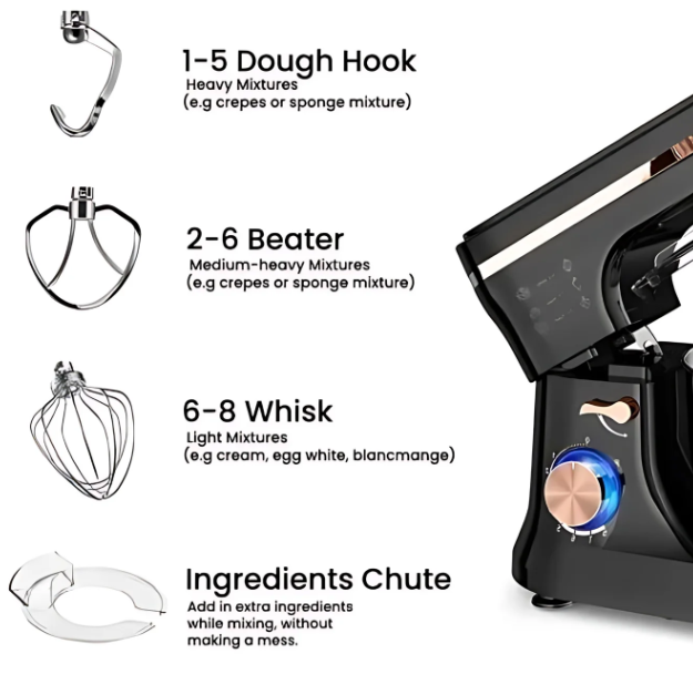 RAF Stand Mixer 3×1, Black, 1800 WATT, 12 Liter, Model R.6673