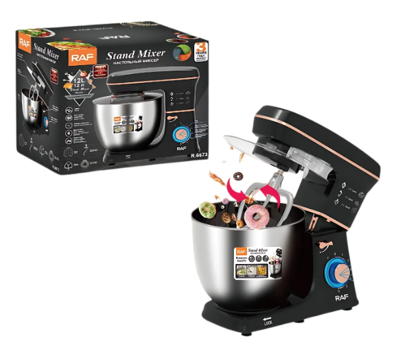 RAF Stand Mixer 3×1, Black, 1800 WATT, 12 Liter, Model R.6673