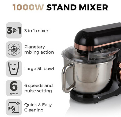 Tower Rose Gold Stand Mixer 5Liter - Rose Gold 1000W