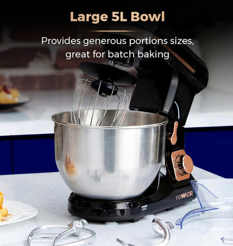 Tower Rose Gold Stand Mixer 5Liter - Rose Gold 1000W