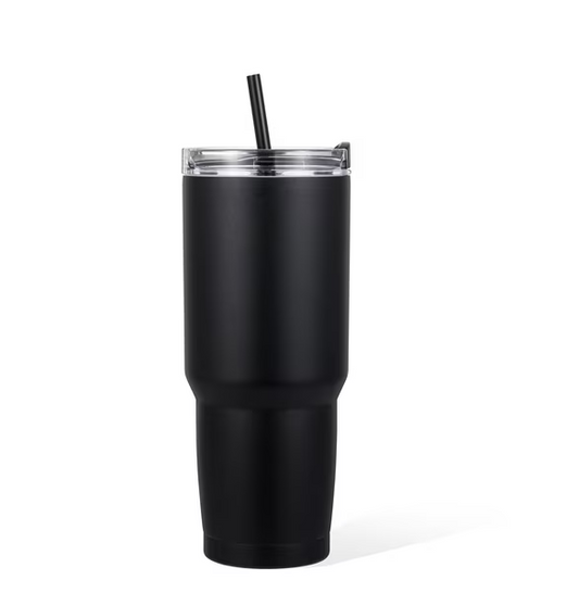 Imported Stainless Steel Tumbler 2-in-1 Function Lid, Black Insulated Travel Tumbler Cup with Leak-Resistant Lid for Hot & Cold Drinks