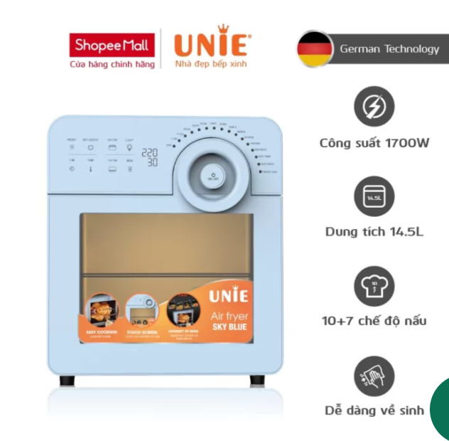 Original German UNIE Air Fryer Sky Blue 14.5L 1700W