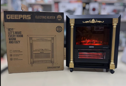 Geepas Electric Fireplace Quartz Tube Flame Heater GRH28579P