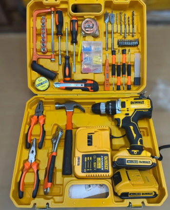 Original DEWALT 48V Cordless Drill Machine Set – 117-Piece Professional Power Tool Kit with Drill, Accessories & Carrying Case for Home, Workshop, DIY & Construction