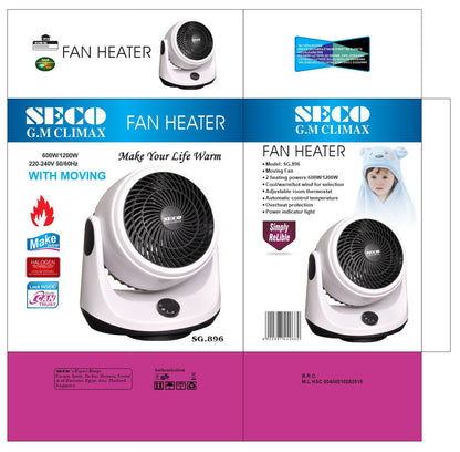 Seco Fan Heater 600W/1200W | SG.869 | Revolving Function