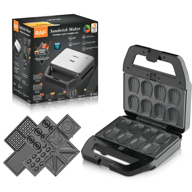 RAF 7 in 1 Sandwich Maker R.552 , Sandwich, Waffle, Panini Grill, Nut Maker, Madeleine Board, Doughnut, Patterned Sandwich Maker