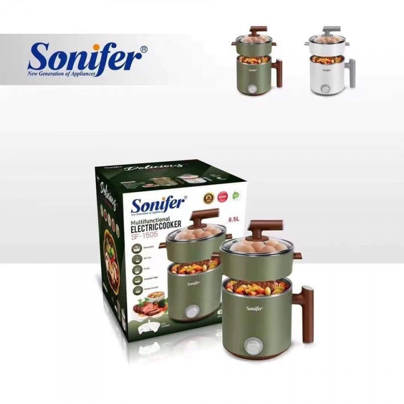 Sonifer Electric Cooker SF-1505 Mini Kitchen Appliances 1.2L Stainless Steel Cooker