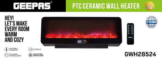 Geepas Fireplace Wall Heater | Flame Heater GWH28524