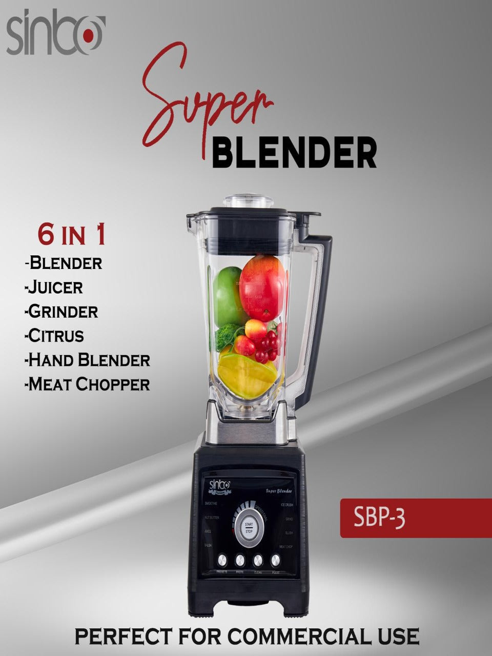 Sinbo SPB-2 Commercial Heavy Duty Blender For Smoothies