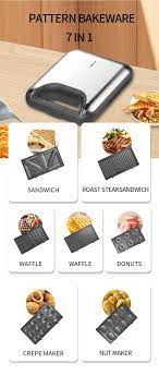 DSP 7 in 1 Sandwich Maker Removable plates donut breakfast maker waffle maker