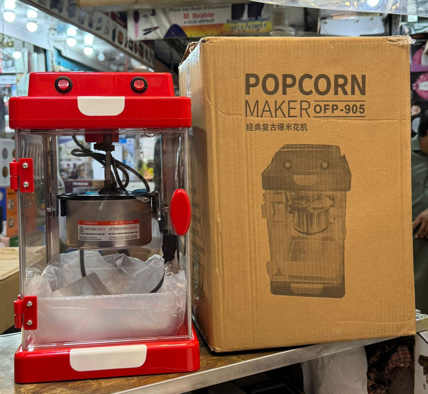 Imported Commercial Tabletop Popcorn Popper Machine, Retro-Style