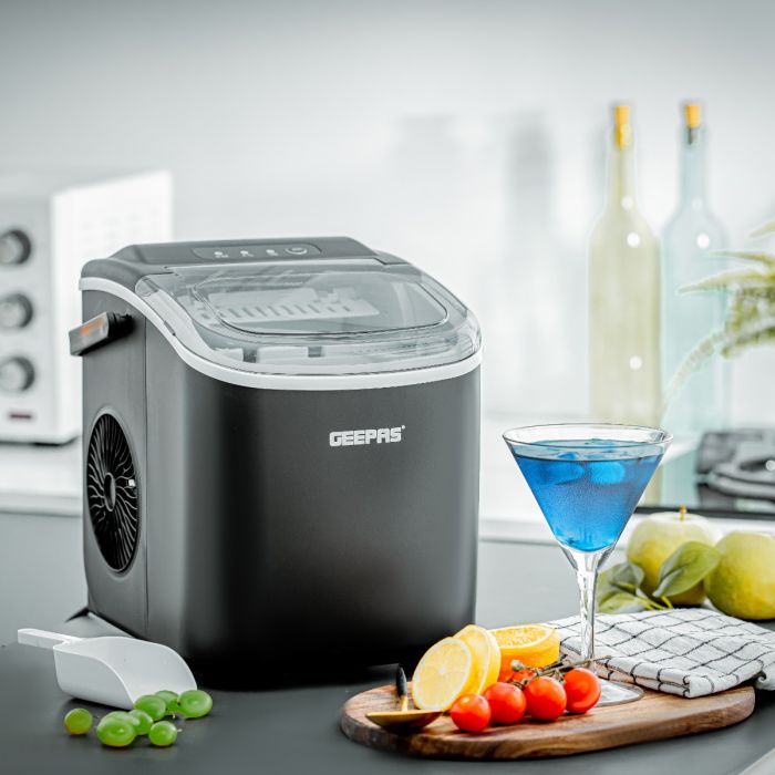 Geepas Portable Automatic Ice Maker, 12Kg in 24hrs, GIM63015UK | Two Sizes Ice Cube
