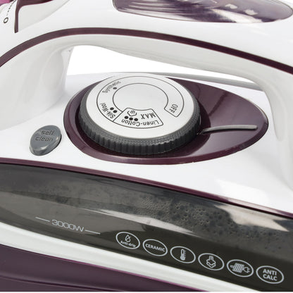 Ceramic Steam Iron, Temperature Control, GSI24025 - Ceramic Sole Plate, Wet And Dry, Self-Cleaning Function, 3000W, Powerful Steam Burst, 400ml Water Tank