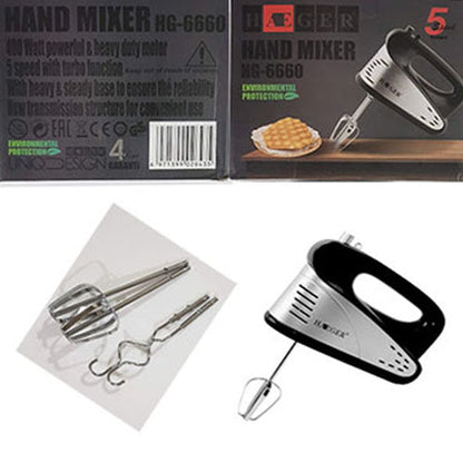 HAEGER HG-6660 Stand Hand Mixer Power 400W. 5 speeds Beater