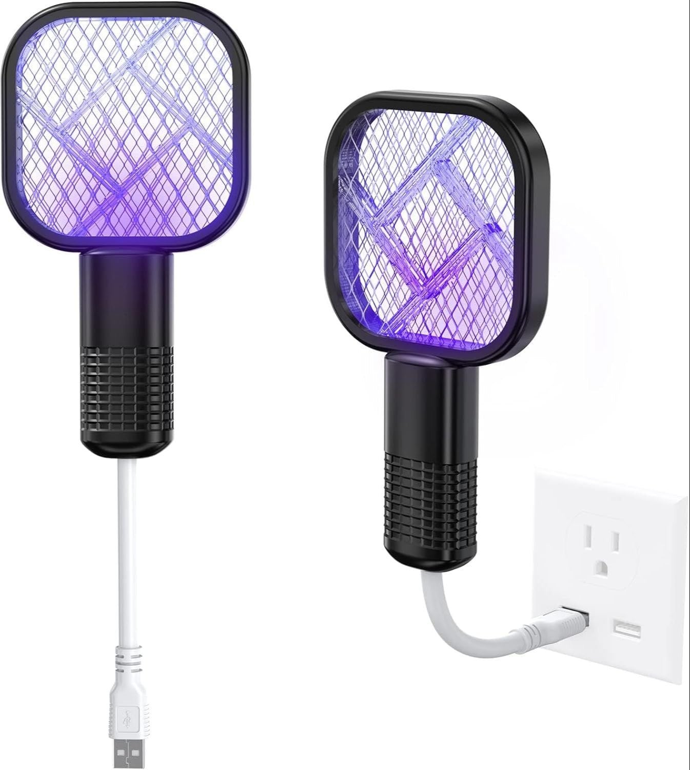Imported Mini USB Electric Mosquito Swatter with UV Light – Rechargeable Fly Bug Zapper for Home, Office, and Outdoor