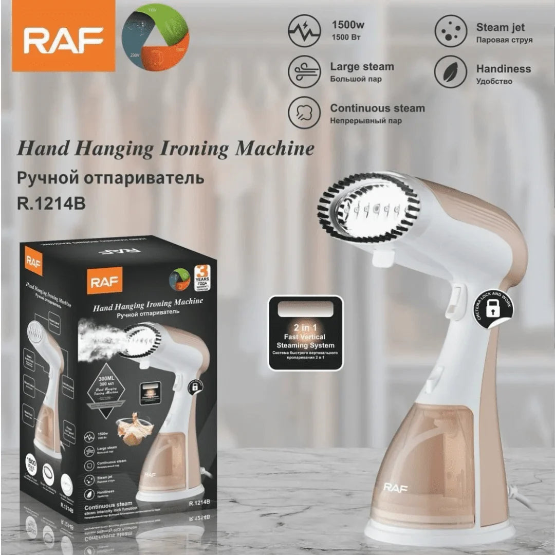 RAF Hand Hanging Ironing Machine 2 In 1 Garment Steamer 300ML R-1214P